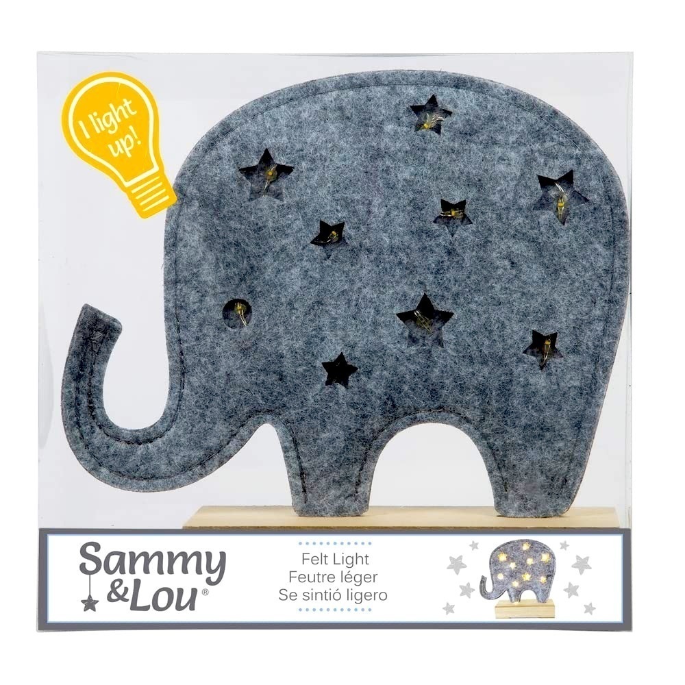 SAMMY & LOU LIGHT-UP FELT ELEPHANT BABY NIGHT LIGHT - GREY (NEW WITH TAGS)